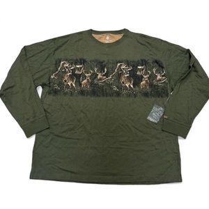 Legendary Whitetails Deer Gear Men’s Long Sleeve Lounge Olive Shirt Size 2XL NWT